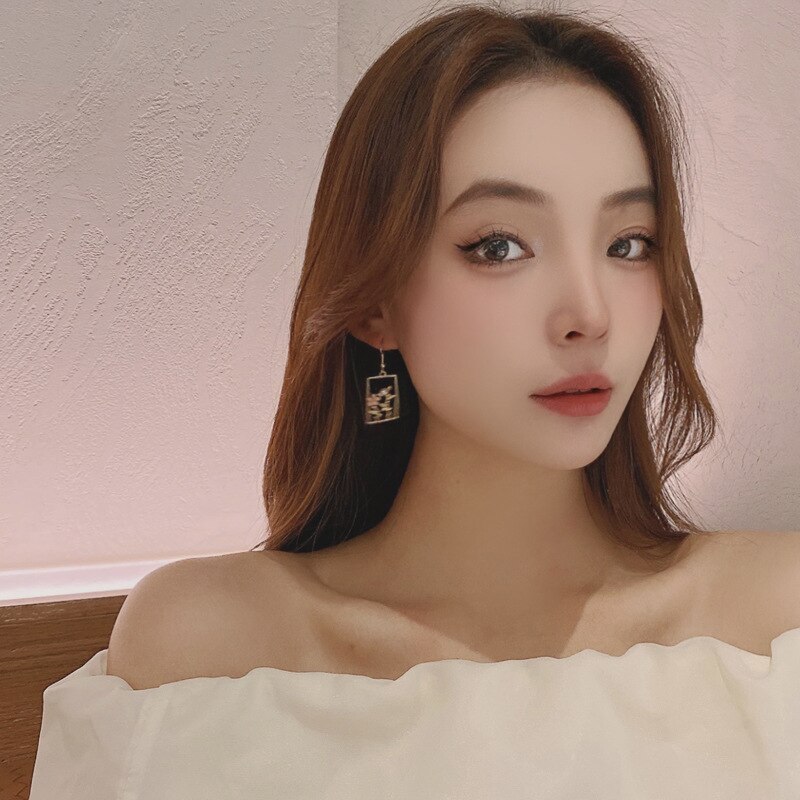 Temperamento in stile giapponese Clip quadrata vuota su orecchino imitazione perla rosa Sakura fiore orecchino a Clip senza Piercing Non forato