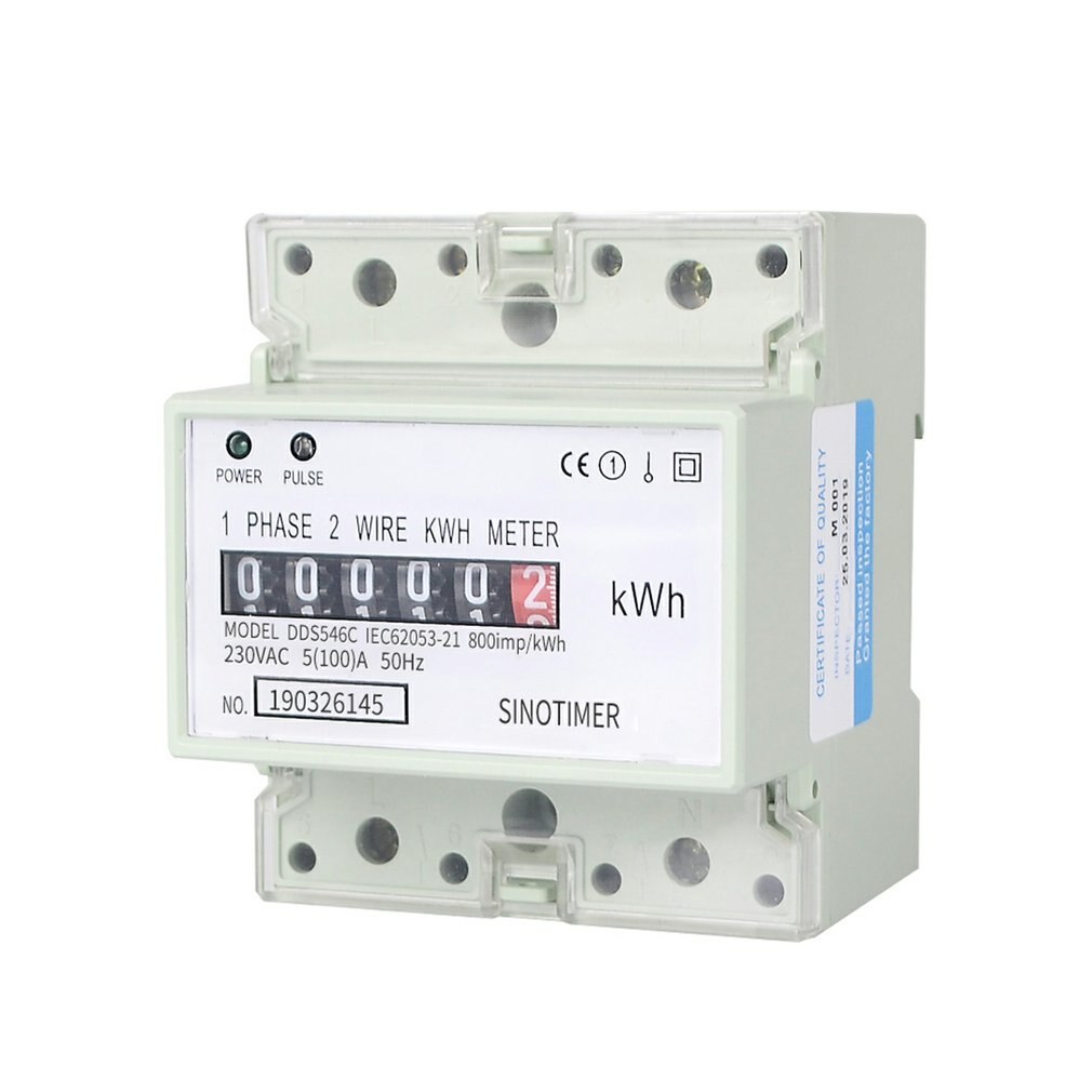 SINOTIMER DDS546C 5 (100) A 230VAC 50 / 60Hz Single Phase Analog Power Meter Electric Power Meter Household Electric Din Rail