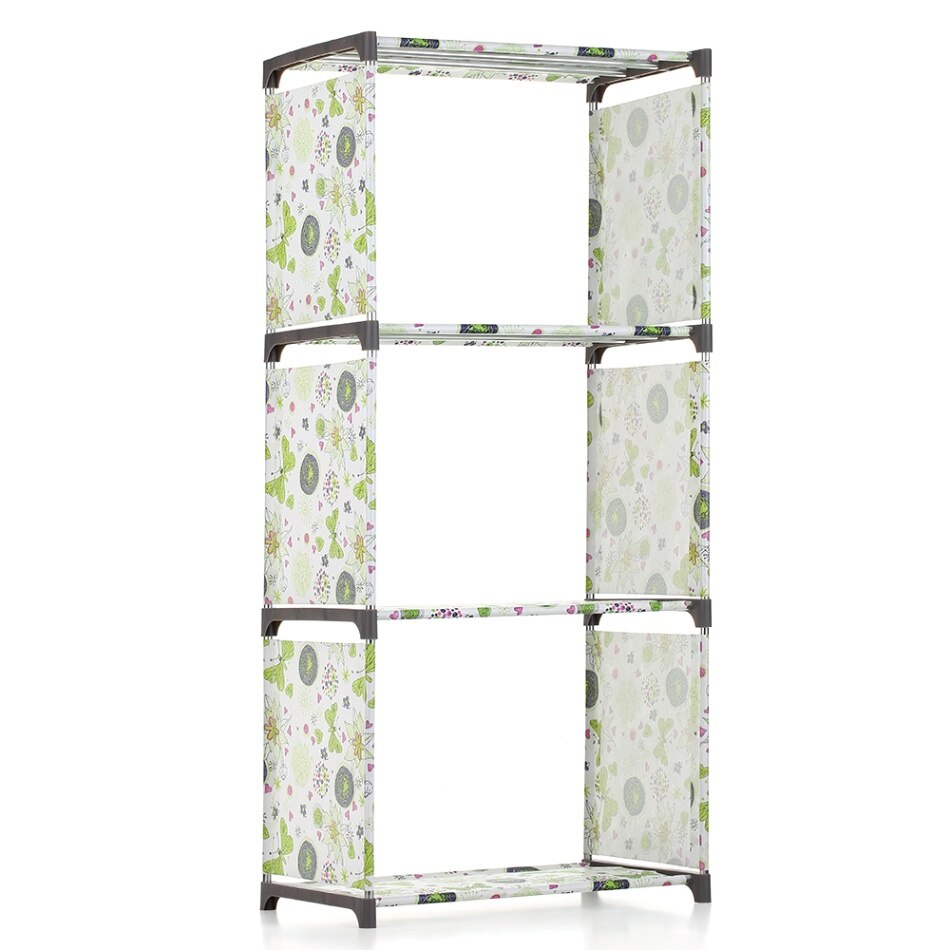 5-Shelf Kids Book Shelf Simple Non woven Fabric Folding Stand up Bookshelves Furniture Home Decoration Shelf Saving Space: Multicolor 4-Shelf