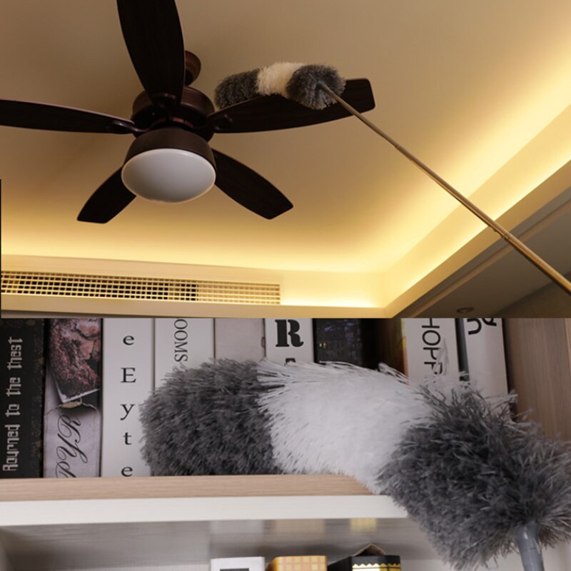 Microfiber Telescoping Duster 98.5" Extendable Stainless Steel Pole Detachable Bendable Head Washable For Car Home Office