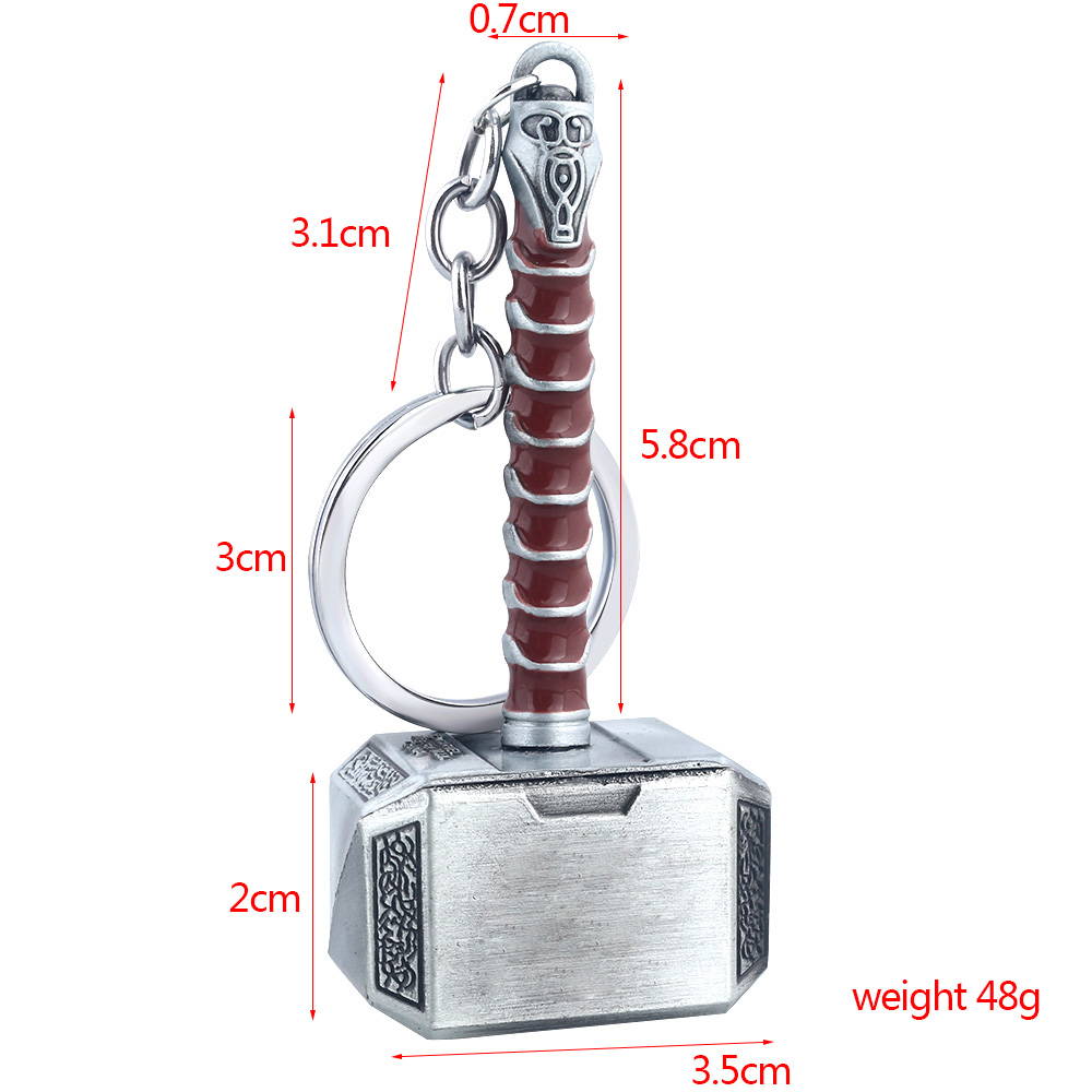 Thor Hammer Metall Schlüsselanhänger Film Schmuck Schlüsselanhänger Cosplay Stütze Schlüsselhalter für Fans Tasche Ornament Auto Anhänger