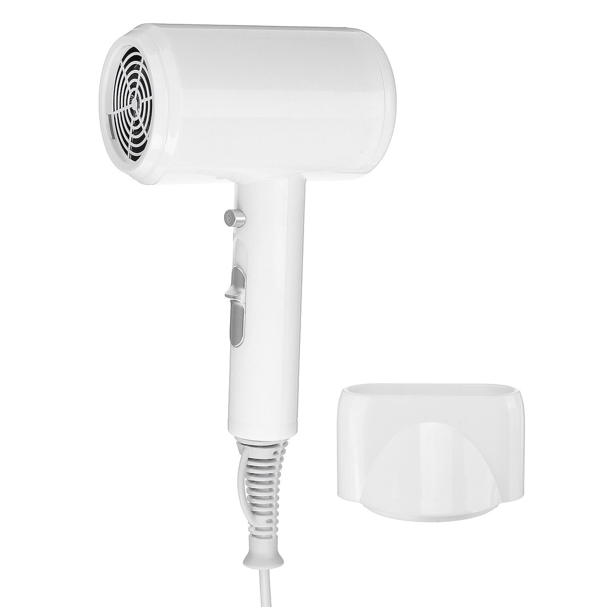 Mini secador de pelo portátil de 3000W, secador de pelo iónico de salón, secador de pelo, máquina de protección de temperatura de Viaje + difusor: Blanco