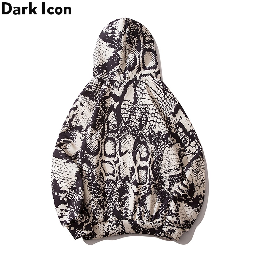 Dark Icon Snake 3D Print Hoodies Men Front Pocket Streetwear Hooded Men Sweatshirts