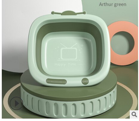 Portable and Collapsible Foldable Baby Wash Basin Household Folding Basin Cartoon Washbasin for Bedroom: Green