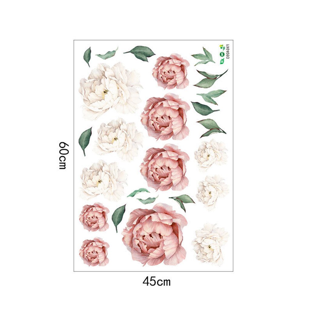 Autocollant Mural 3D fleur pivoine Style chinois | 1 pièce, autocollant Mural fleur pour salon chambre à coucher, autocollant de décoration murale maison # BL5: A