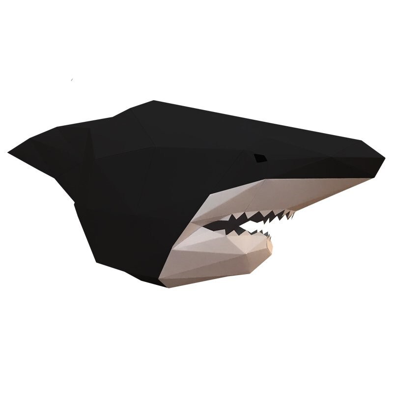 Handmade Three-Dimensional Paper Mold DIY Shark Mask Headgear Men's Fancy Dress Ball Party Halloween Photography Props: H