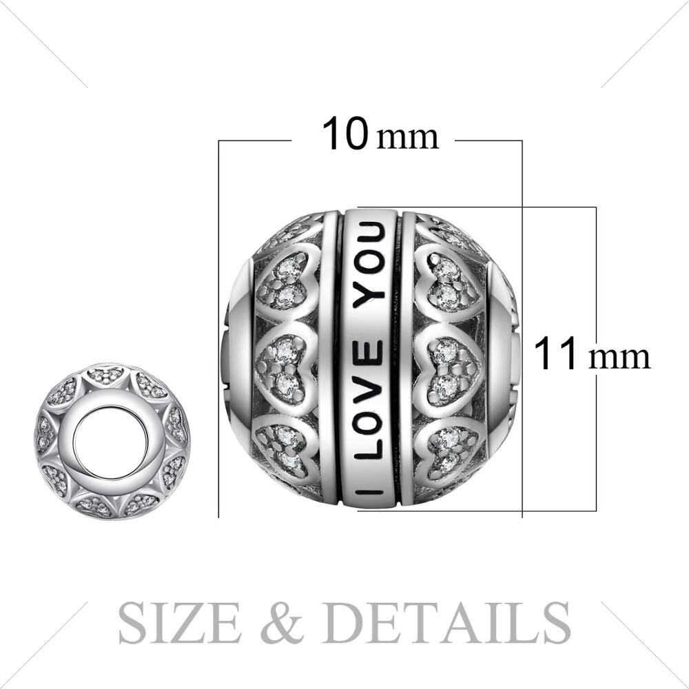 JewelryPalace Love You 925 Sterling Silver Beads Charms Silver 925 Original For Bracelet Silver 925 original Bead Jewelry Making