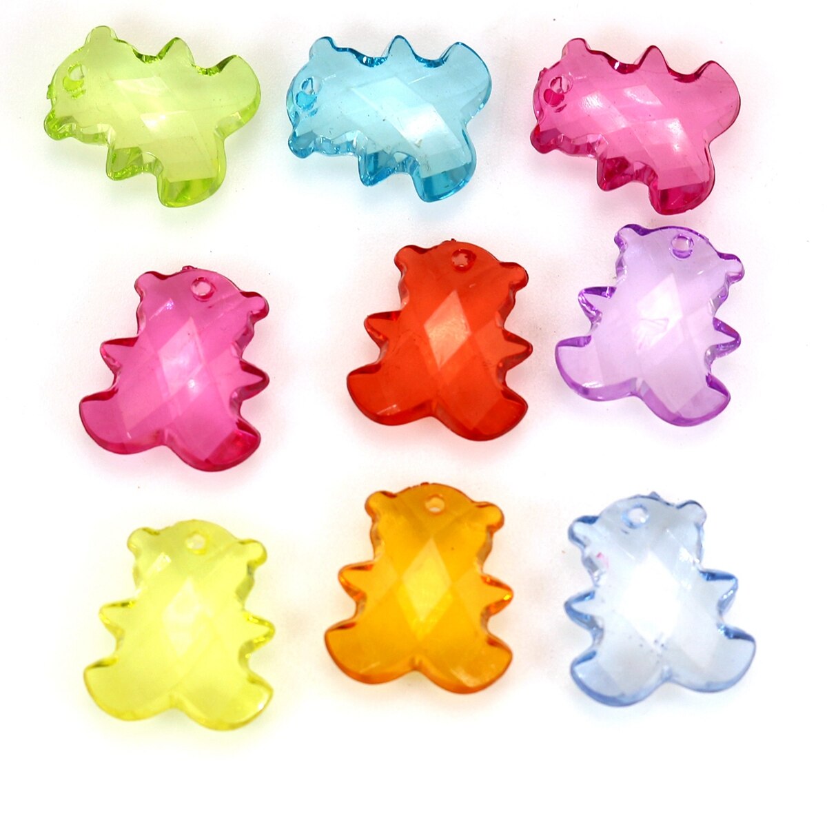 100 Mixed Color Transparent Acrylic Various Shape Pendants Heart Bear Cross DIY: Bear 17X15mm