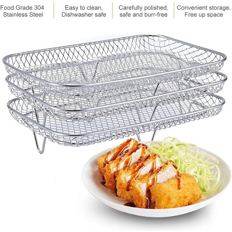 Multi-Layer Air Fryer Rack for Dual Air Fryers, Double Basket Air Fryers Dehydrator Racks for Ninja Foodi DZ201 DZ100