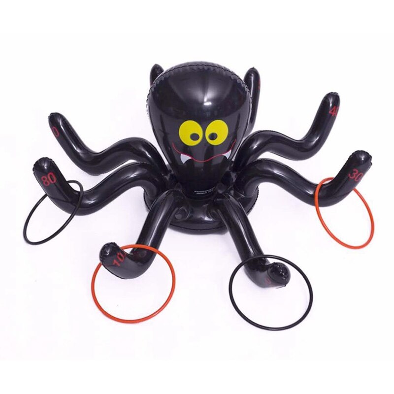 2 Set Inflate Octopu Pool Ring Toss Game(2 Inflator Octopus with 8 Ring) for Halloween Party Ferrule Swimming Pool Toys