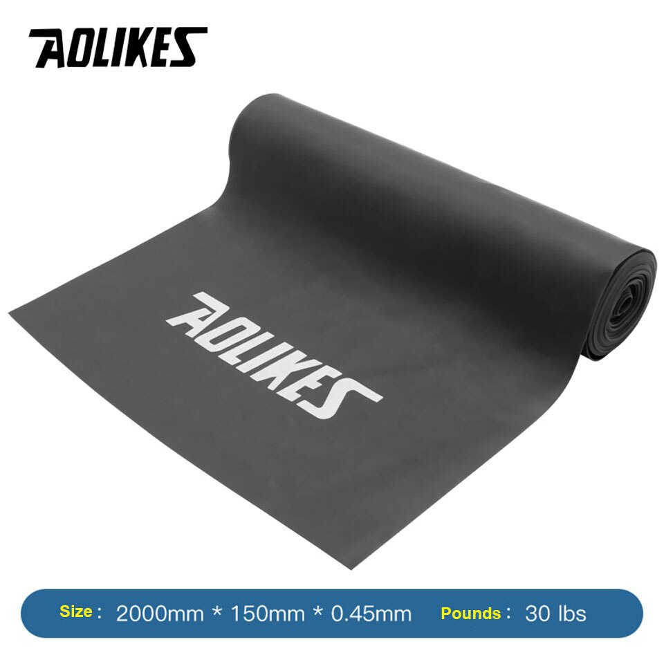 AOLIKES – bandes de résistance élastiques de Yoga, en Latex naturel, équipement de gymnastique, Fitness, Crossfit, musculation: 200cm Black