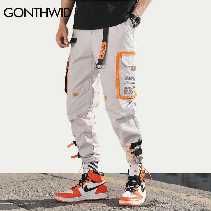 GONTHWID, pantalones de correr Cargo DE harén con múltiples bolsillos, pantalones de chándal casuales de Hip Hop para hombres, ropa de calle, pantalones de chándal Hipster Harajuku