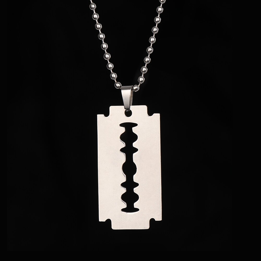 Simple Unisex Stainless Steel Razor Blade Shaped Necklace for Women Men Punk Chain Necklace Pendant Jewelry
