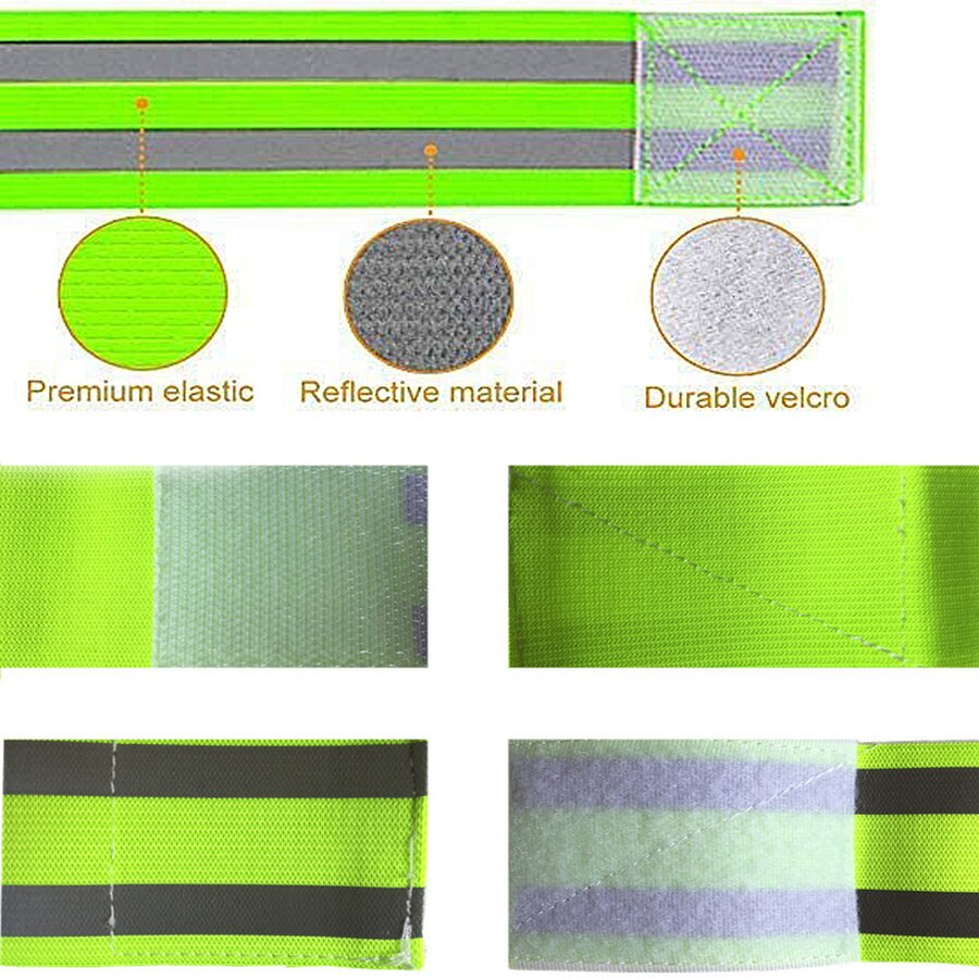 High Visibility Reflective Bands on Wrist Arm Ankle Leg for Night Walking Cycling Running Safety Reflector Tape Straps