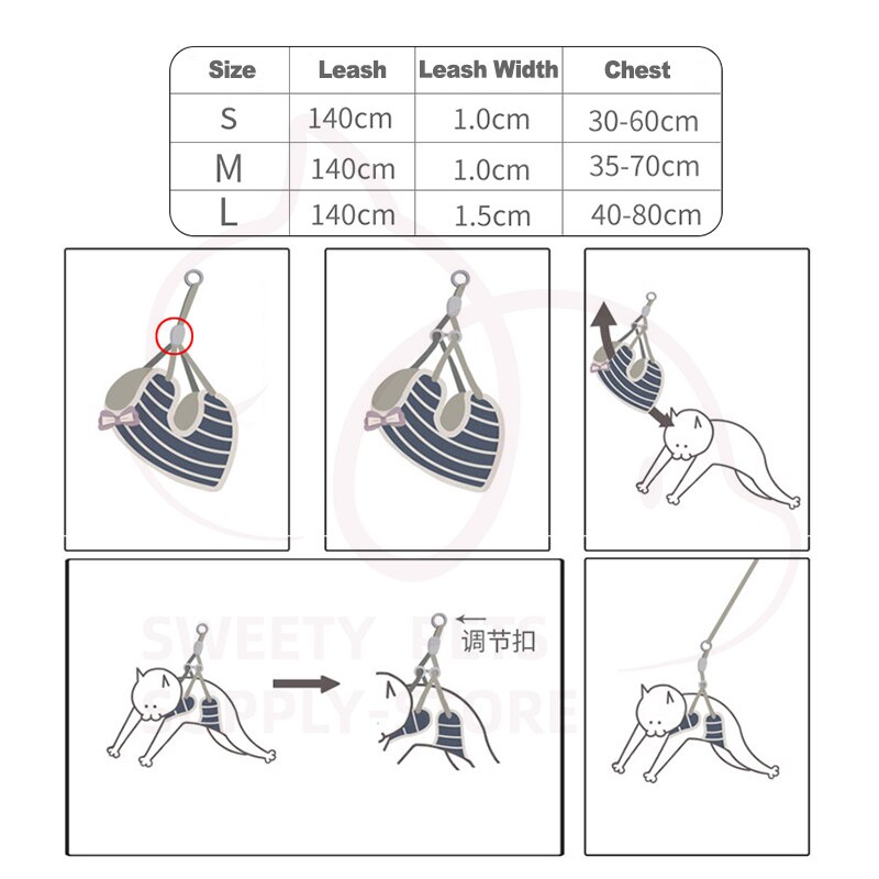 Conjunto de arnés y correa para gato, chaleco para cachorro y gatito, accesorios para mascotas, banda para el pecho