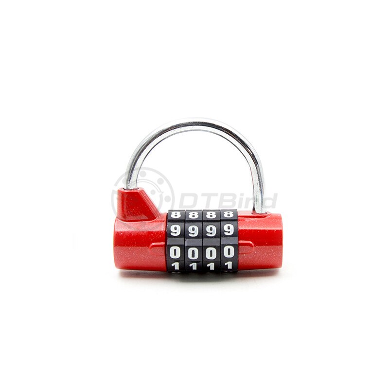 4 cijferige Wachtwoord Veiligheidsslot Breed Beugel Combinatie Hangslot voor Gym Locker Travel Safe Lock Lade Bagage Kast Deurslot: red