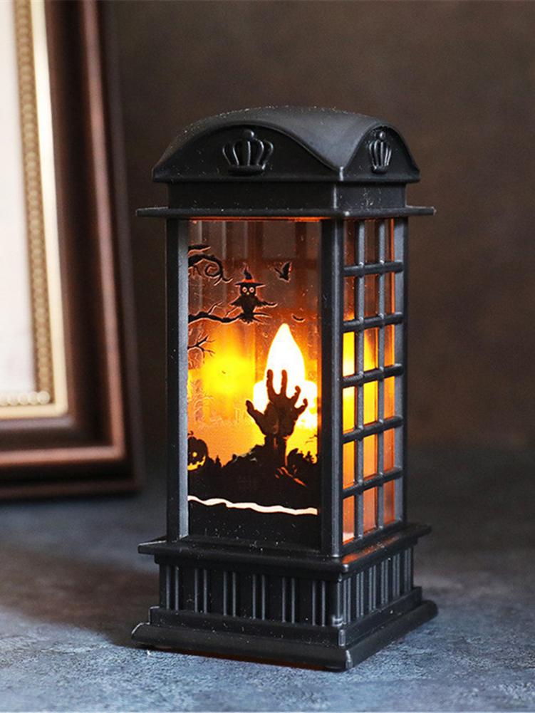 Halloween Night Light Pumpkin Lantern Retro Safe LED Night Light PVC Small Hand Lantern Home Party Decoration Candle Lamp