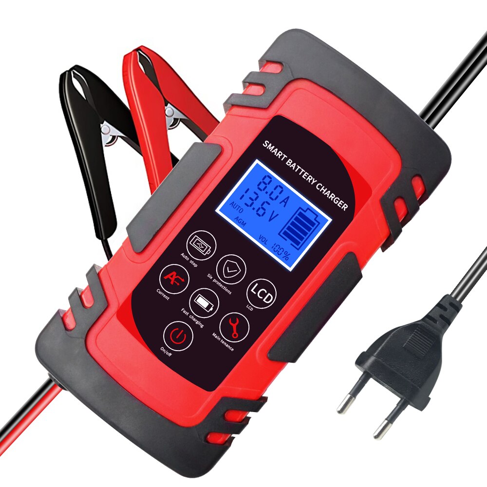 12V 8A 24V 4A car charger smart battery charger Pulse Repair LCD Display Smart Fast Charge AGM Deep cycle GEL Lead-Acid Charger