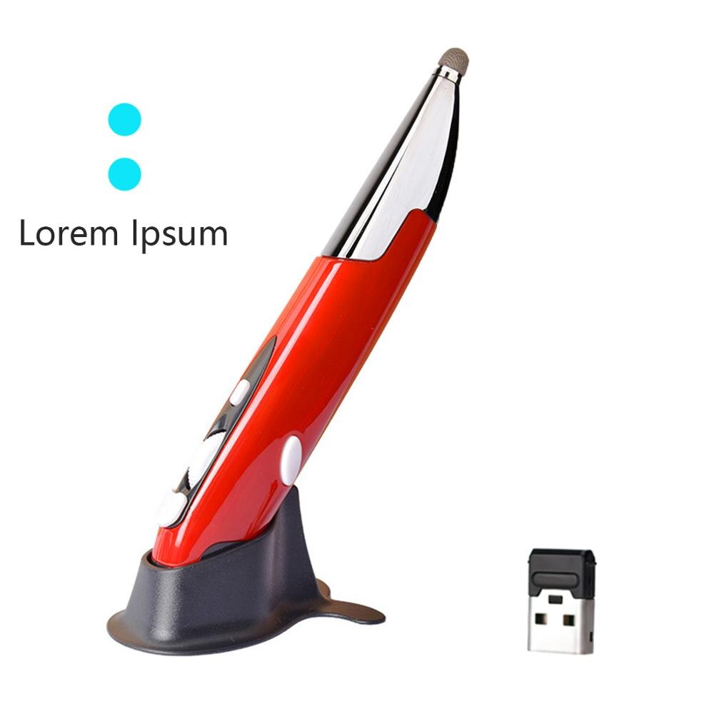 Uthai DB32 Usb Capacitieve Pen _ 2.4G Draadloze Muis Pen Persoonlijkheid Creatieve Verticale Pen Vorm Computer Stylus Batterij Muis: Blu-ray-red