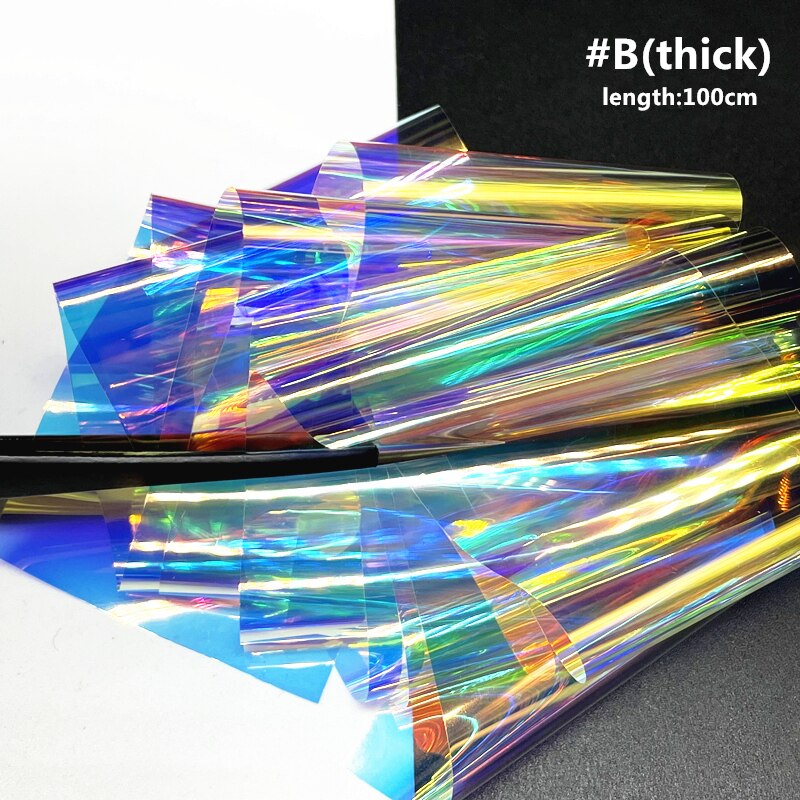 Aurora lámina de cristal para uñas, película adhesiva de celofán, de tendencia de uñas coreanas, cubo de hielo, decoración DIY, 100cm/botella: B