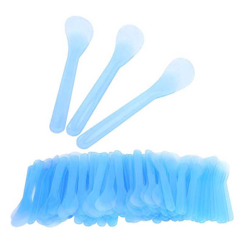 100 stücke Kosmetische Spachtel Kunststoff Einweg Haar Entfernung Creme Tätowierung Reparatur Creme Spachtel machen-hoch Schönheit DIY Maske Spachtel Blau