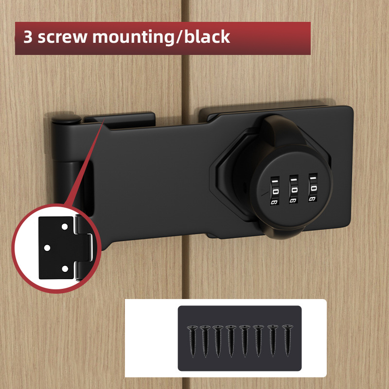 90° combination lock security lock for refrigerator cabinets and drawers sliding door lock for file cabinets bedroom door lock: Gold