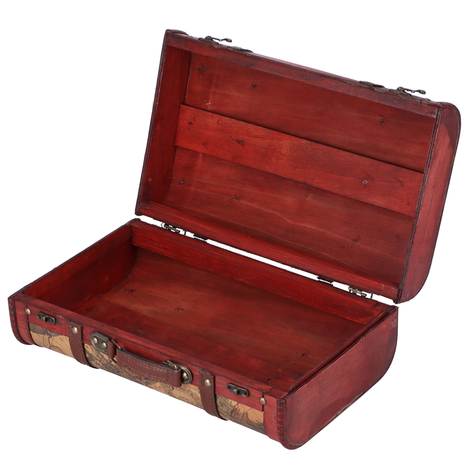 Maleta Retro Vintage de gran capacidad, portátil, de madera compuesta, de mapa, Cofre del Tesoro, estuche de almacenamiento para el hogar