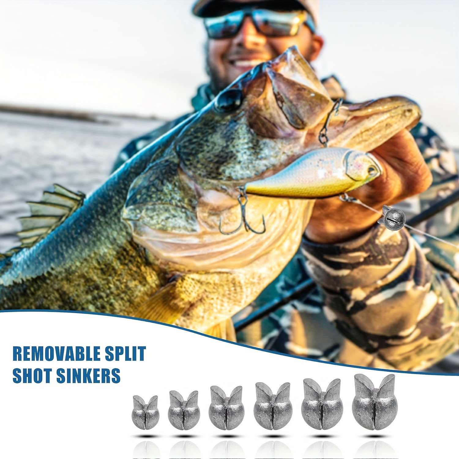 60/120 piezas, conjunto de plomos divididos de pesca redondos y extraíbles, disponible en 5 tamaños
