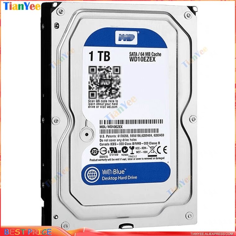 W. D. 1Tb Blauw/Western Data Wd10ezex 1T Desktop 3.5 'Inch Harde Schijf Western. Digitale 1 Tb Enkele Schijf Blauw Disk 64M Harde Schijf