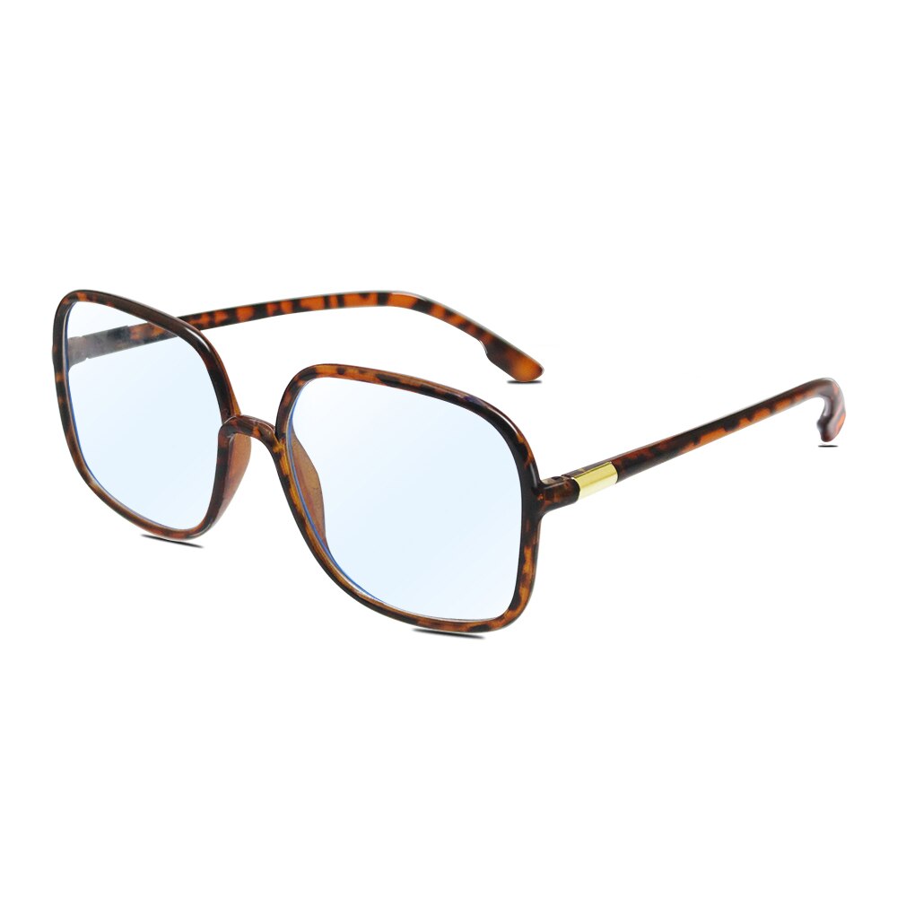 High Unisex large frame glasses square Plain glasses Optical Spectacle Anti blue light Computer glasses for women men: Leopard