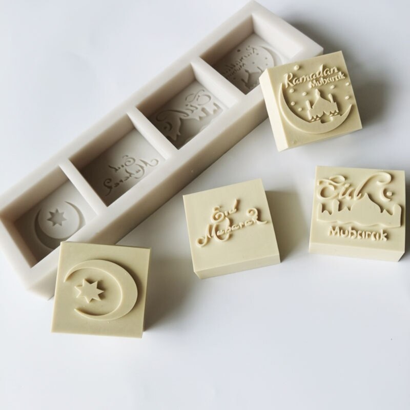 Eid Mubarak – moule en Silicone, mots, Fondant, Mousse, gâteau, chocolat, décoration, artisanat du sucre, bricolage, outils de cuisson, décoration