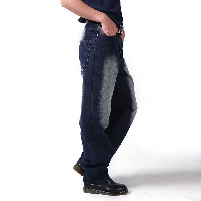 Cool hip hop herrejeans plus størrelse 30-46 syrevasket vintage retro falmet farve løs pasform baggy denimbukser til hipster