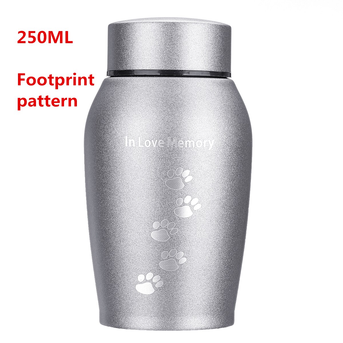 Guld/sort rustfrit stål urner kæledyr hund kat fugle mus kremering aske urne minde kiste columbarium kæledyr mindesmærker: 250ml fodaftryk