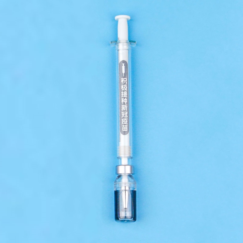 12pcs Syringe Gel Pen Simulation Eliminates Injection Syringe Shape Ballpoint Pen Black Signature Pen Simulation Vaccine Pens: Blue