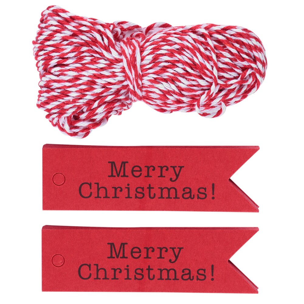 100Pcs Christmas Fish Tail Tag Kraft Paper Wish Card with 20M Hemp Rope
