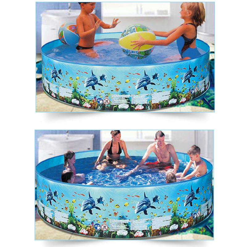 152*25cm børn svømmebassin pvc oppusteligt badekar runde fisk print sommer hjem runde vand pool barn baby barn vand leg