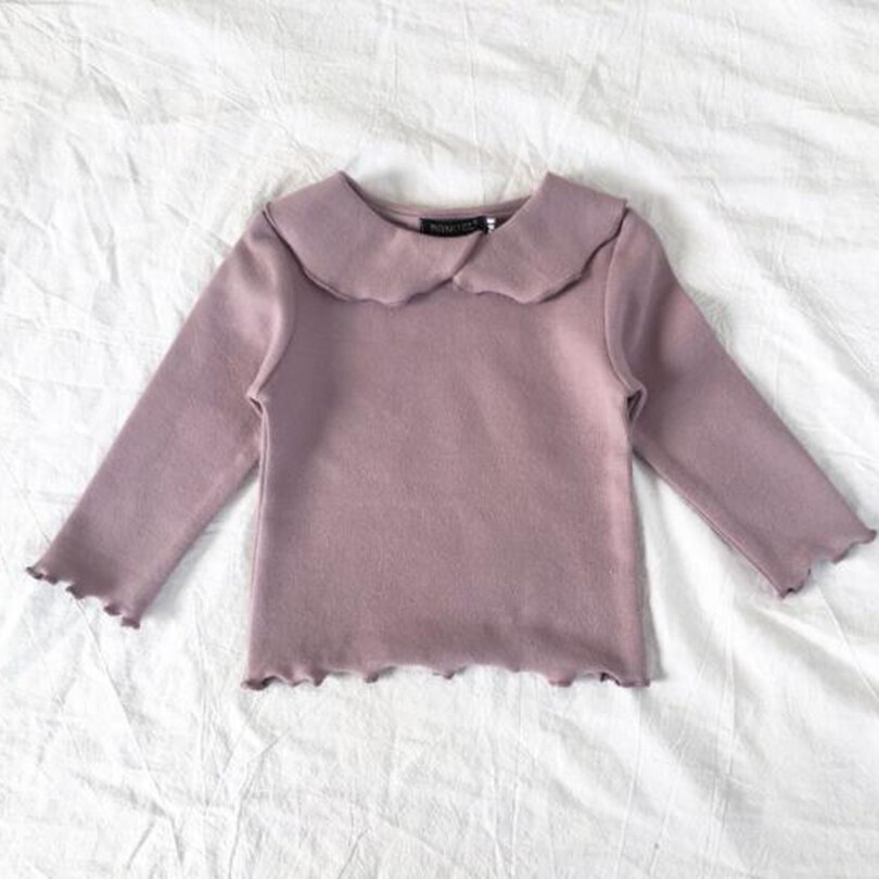 Bébé fille chemise printemps automne à volants Callor manches longues tricoté chemises princesse bébé Blouse filles vêtements enfant en bas âge de base: purple / 18M