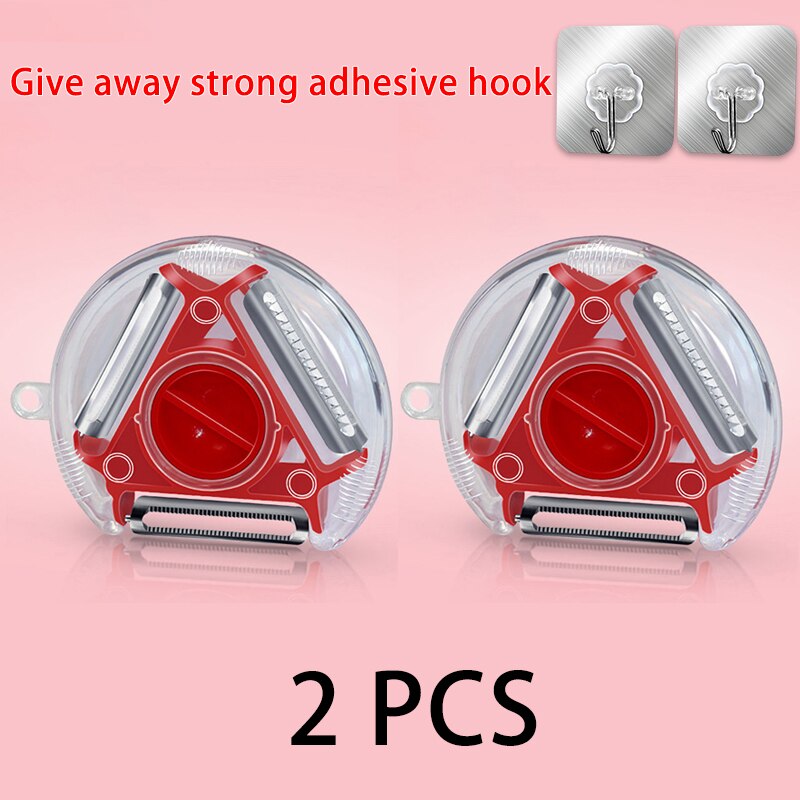 Magique Trio eplucheur ensemble trancheuse acier inoxydable eplucheur déchiqueteuse Julienne Cutter Multi pelage lame Zesters râpe cuisine outil: Red 2 PCS