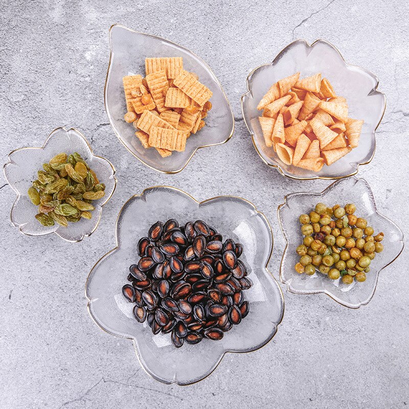 Japanese Style Cherry Blossom Dish Handmade Transparent Glass Snack Dip Bowl Matte Phnom Penh Dish Household Tableware