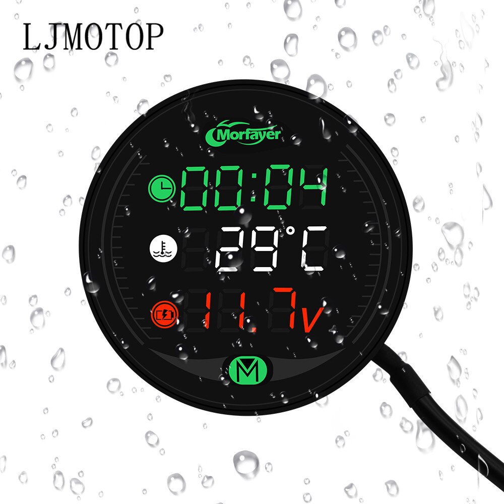 Motorcycle Tester LED Display Waterproof Voltmeter Multifunction Meter For Suzuki GT550 RG 500 V250 VS800 VZ800 Bandit 650S