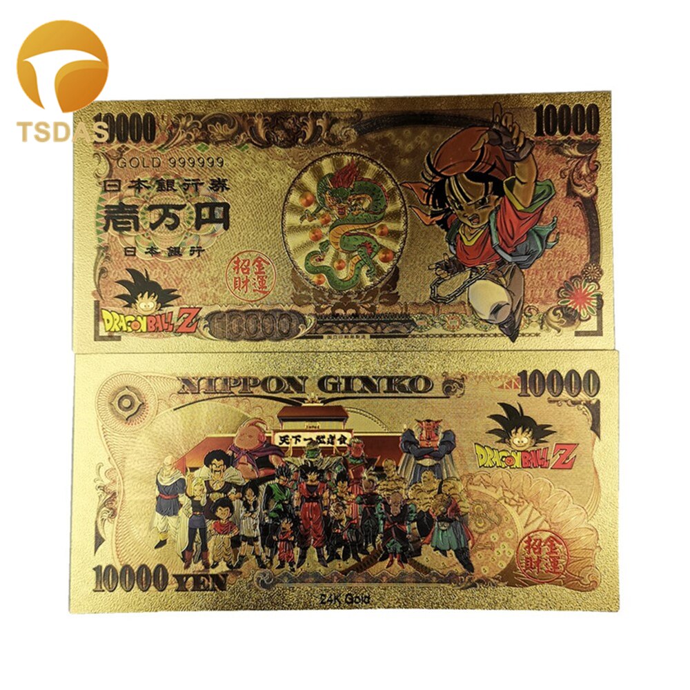 A coleção colorida da cédula do ouro caçoa presentes japão dos desenhos animados a cédula japonesa 1000000 24k chapeou ouro dinheiro falso: 6