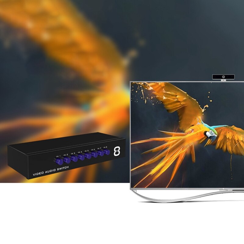 8 In 1 Out Composite Video Audio 3 RCA AV Switch Switcher Box Selector VCD/DVD To TV
