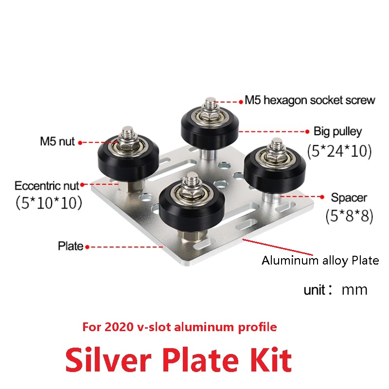 Mega 8Pc 3D Printer Polycarbonaat Katrol Wiel V-Slot Pom 625zz/Rs Lineaire Lagers Openbuild Voor Creality CR10 S5 Ender 5 3/3Pro: Silver Gantry Kit