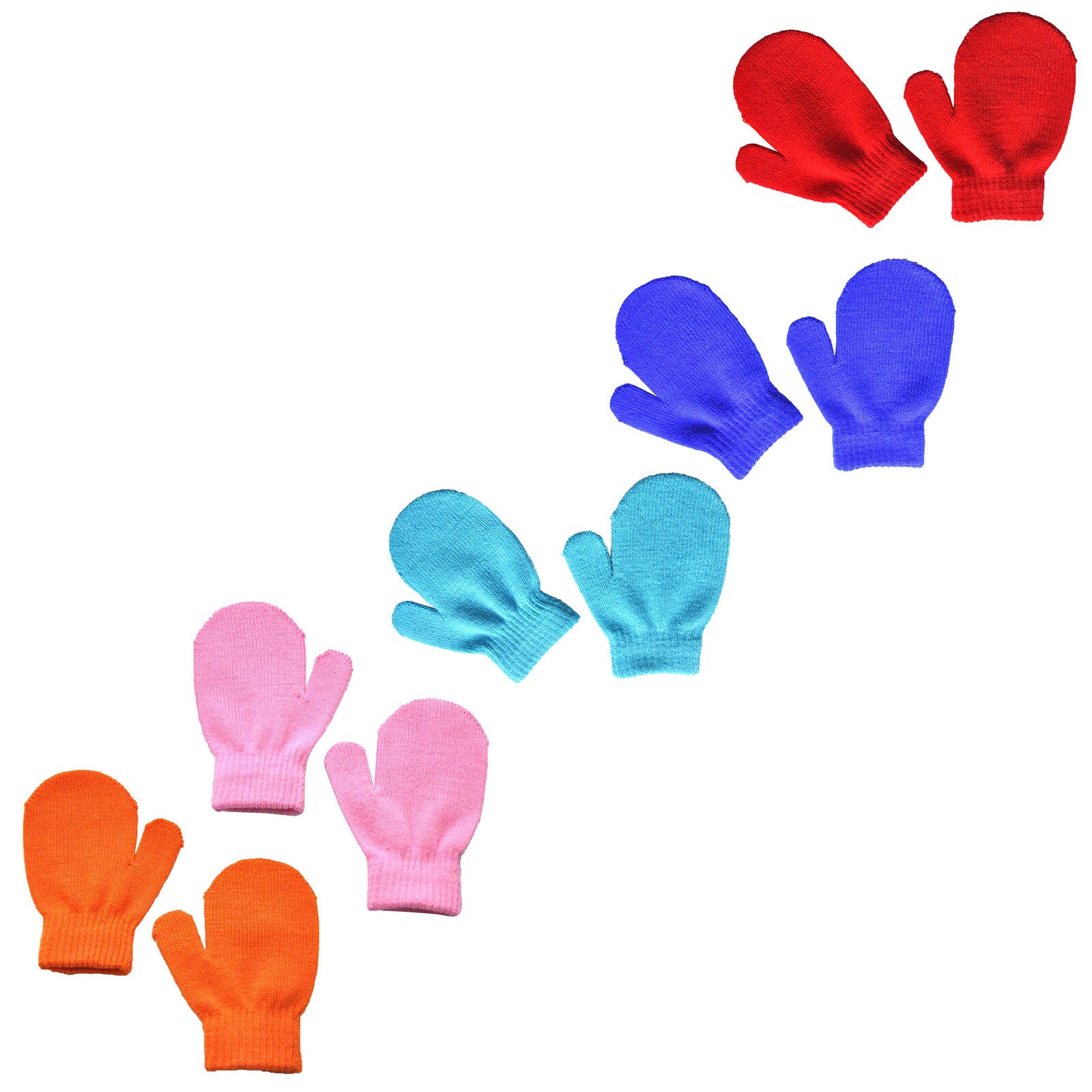 5Paare Winter Baby freundlicher Warme Gestrickte Handschuhe Dicke Feste Farbe Nicht-Unterhose Touchscreen Volle Finger Handschuhe Für kleinkind freundlicher Jungen Mädchen: D