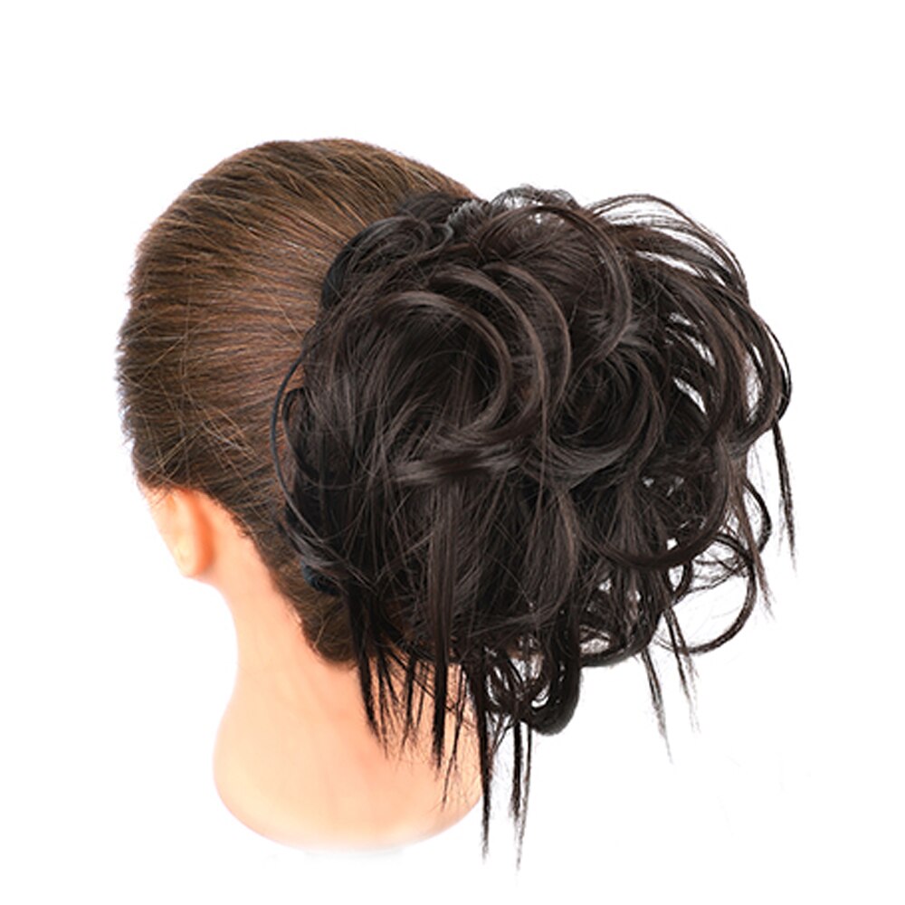 Messy Knot Chouchou Voor Vrouwen Haarstukje Extensions Synthetische Pruik Ring Wrap Chignon Zwart Bruin Hoge Temperatuur Fiber: #4