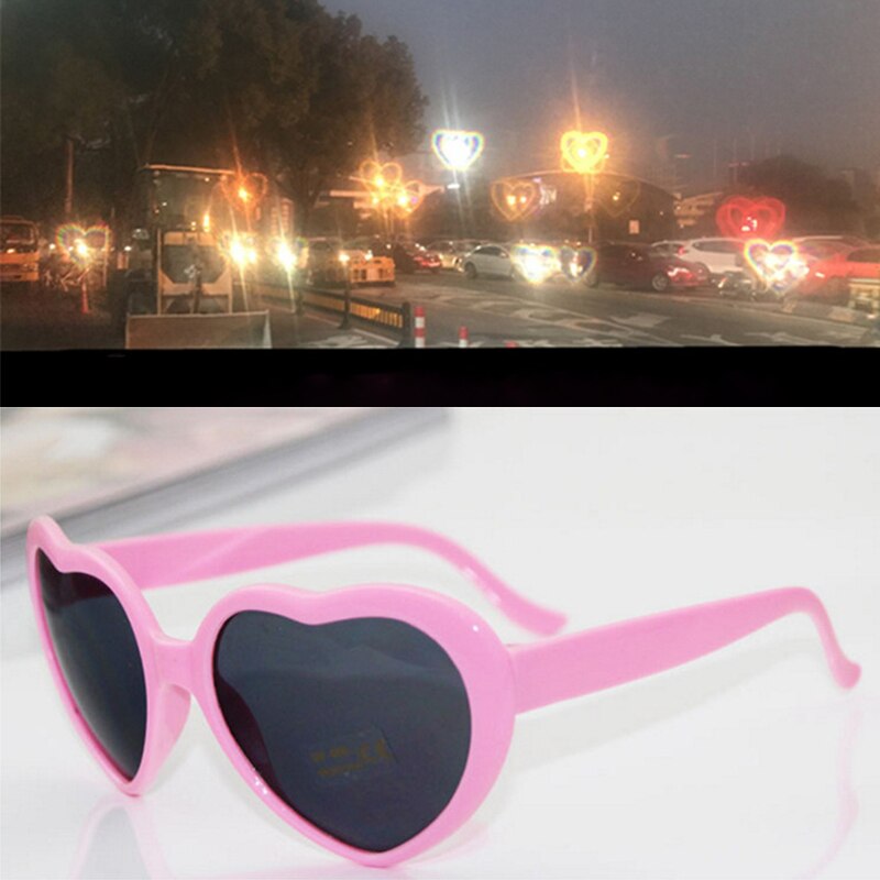 Liefde Hart Vorm Zonnebril Vrouwen Pc Frame Licht Veranderen Kleurrijke Zonnebril Vrouwelijke Rode Roze Tinten Magic: Pink