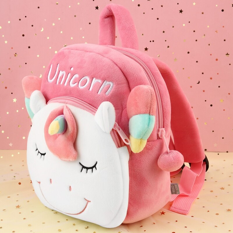 Bunte Einhorn Rucksack Weichen Plüsch Schule Tasche Kindergarten Mädchen Rucksäcke Niedlichen Tier Cartoon Schulter Taschen Student Mochila