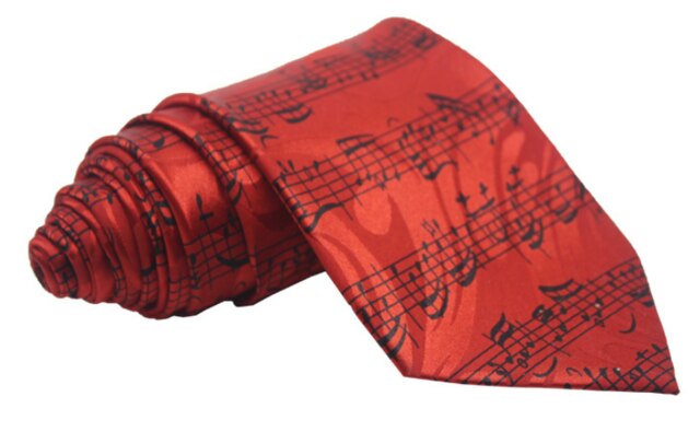 Cravate rouge pour Homme, Cravate décontractée, avec Notes de musique imprimées, style coréen, pour mariage, pour Homme d&#39;affaires,: Default Title