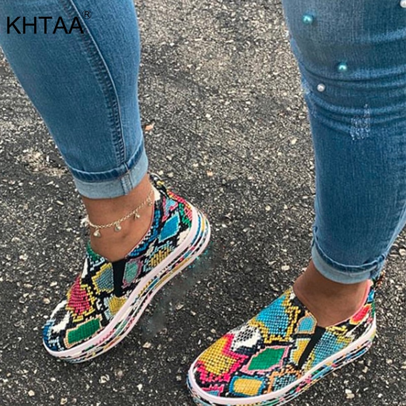 Neue Frau Flache Schlange Haut Turnschuhe Frauen Herbst Unterhose Auf Plattform sexy Damen Komfortable Plus Größe Weibliche lässig Schuhe