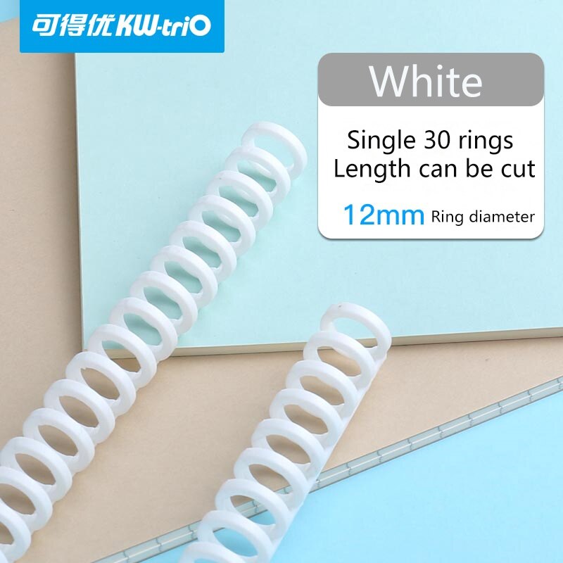 Anillo de encuadernación de plástico de hojas sueltas de 30 agujeros, anillos en espiral de resorte para 30 agujeros A4, A5, A6, papel, cuaderno, papelería, suministros de oficina: 1pcs-White-Bindingri
